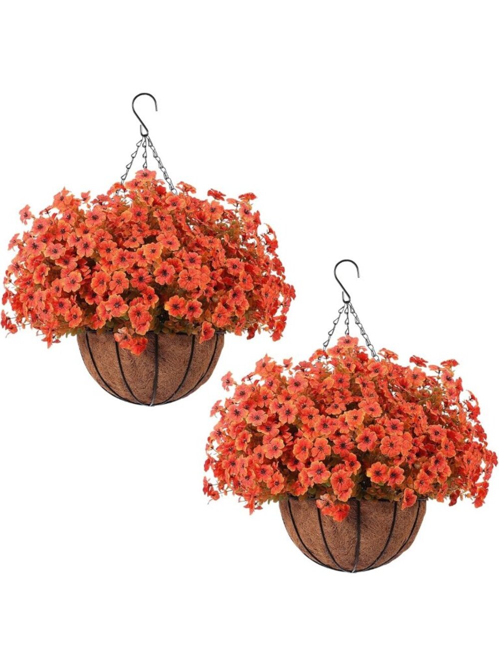 24 Pcs Artificial Fall Flowers with Hanging Baskets for Autumn Garden Decor